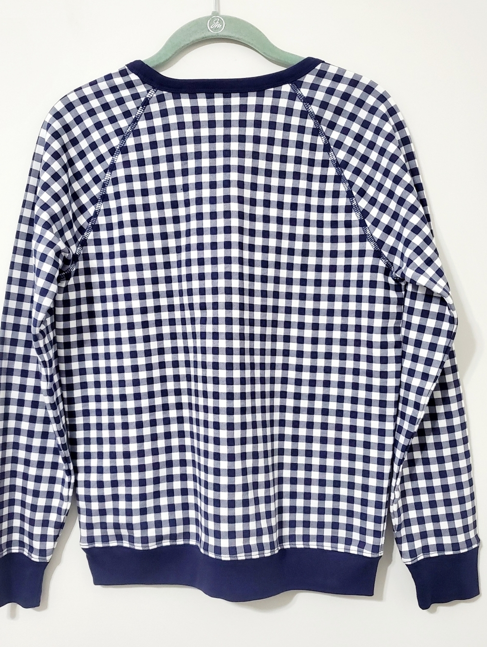 Draper James Natalie Nassau Navy and White Gingham Sweatshirt XS NEW - Picture 8 of 10